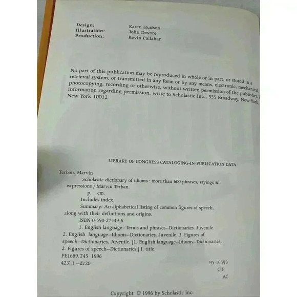 scholastic IDIOMS Dictionary: Speech and‎ Language and Figurative language book - Picture 3 of 6